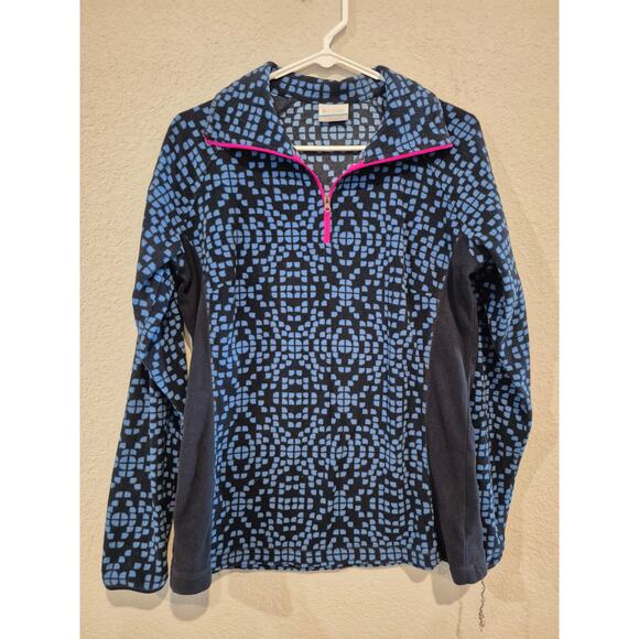 Columbia Women's Size Small Fleece 1/4 Zip Pullover Blue Geometric Pattern - Picture 1 of 7